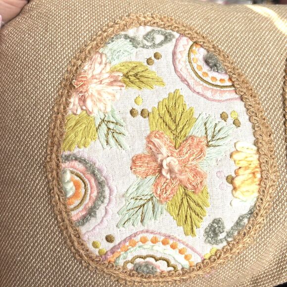 Bed Bath & Beyond Spring,Easter Egg Embroidery Jute Trim Cotton 24" x 12" Pillow - Picture 4 of 6